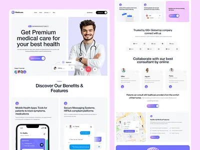 Healthcare Medical Website Design clinic designer doctor ecommerce health health care home page landing page medical minimal pharmacy product design saas saas web service uiux user experience web web design website