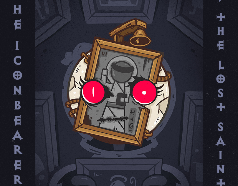 The Iconbearer of the Lost Saints - Fatum Miserum Game Poster animation board brand branding card cartoon character design game graphic design hero illustration logo movie poster rubberhose ui