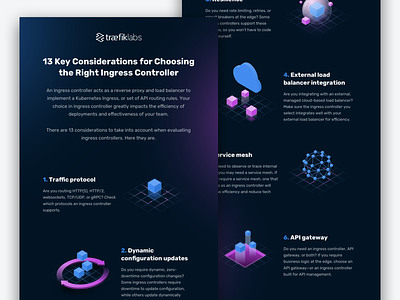 Ingress Controller Infographic for Traefik Labs 13 considerations controller dark ui icons illustraitons illustrations infographic ingress key landing open source page pdf protocol traffic
