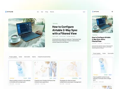 Byteline.io Blog page Re-design blog page design byteline byteline.io daily ui datasync figma responsive design rufostudio ui ux website design