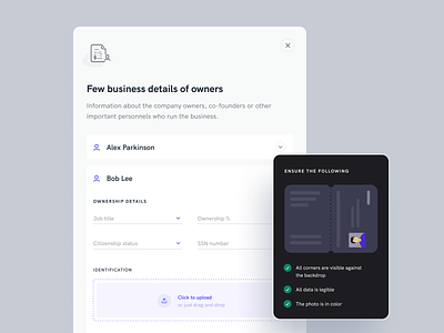 Add Owner Details Modal app application clean dark design form light list minimal mobile modal ui user user interface ux web