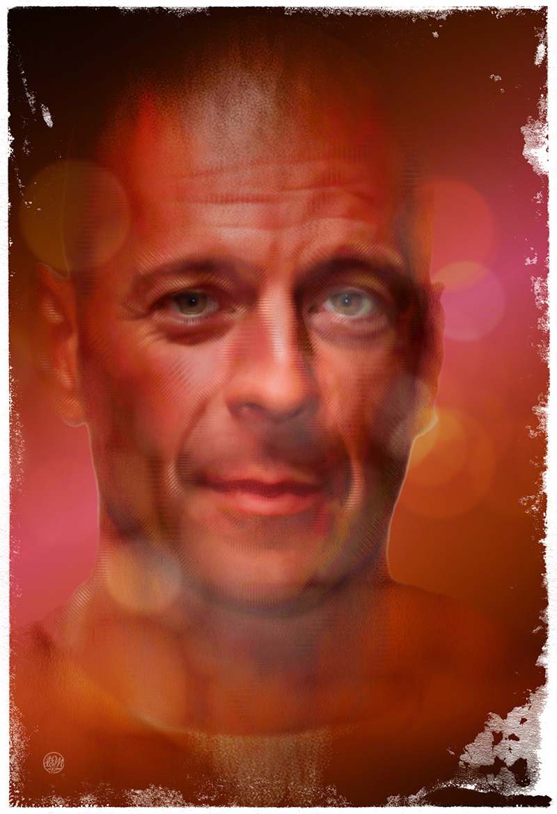 Bruce Willis illustration illustrator painter photoshop portrait procreate