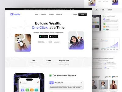 Stashly - Landing Page Investment App daily figma finance fintech icon identity investment landing landing page design minimalism mobile mobile app mobile app design mobile design web design web development website design