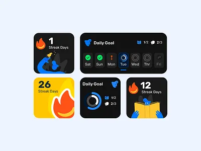Daily Goal & Streak Widgets - Dark Mode🌒 app dailygoal darkmode gamifications ios learning streak tracker widget widgetui