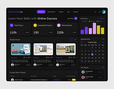 Online education - Web design admin ai apps dashboard design e learning education education dashborad interface learning learning platform online course online education online learn school management ui ui design ux
