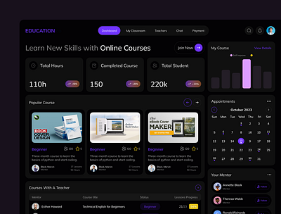 Online education - Web design admin apps dashboard design e learning education education dashborad interface learning learning platform online course online education online learn school management ui ui design ux