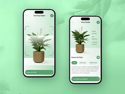 Plant Parenthood – Smart Plant Scanner creatives dailyui greendesign khambra mobileapp mobiledesign natureapp peacelily plantapp plantcare scannerapp ui uidesign uxui