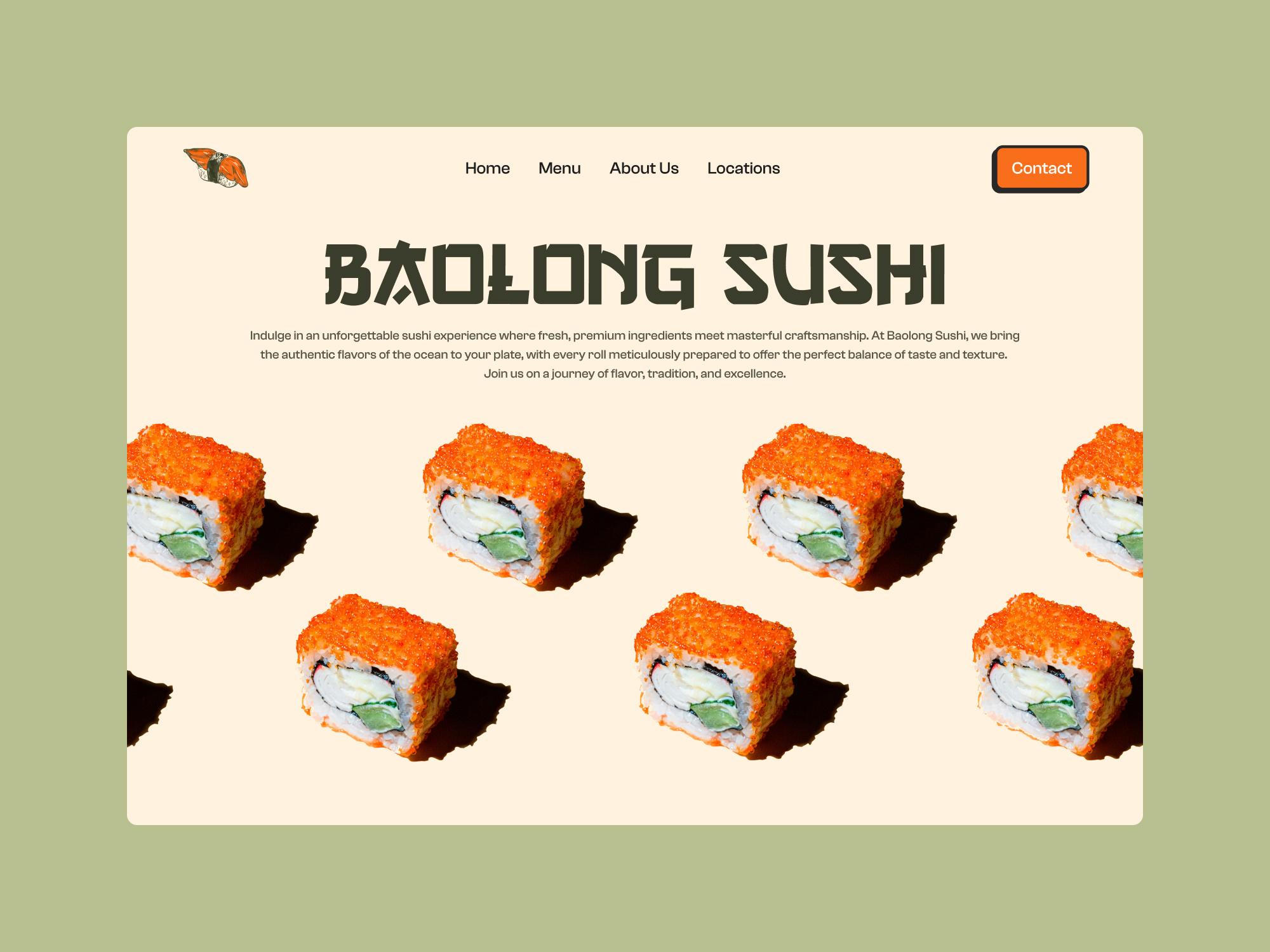 Baolong Sushi food restaurant retro sushi ui ui design ui ux web website website design