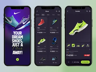 Shoe, e-Commerce app branding dashboardhome page design illustration logo material ui design mobile app ui uiux trend 2018 web design
