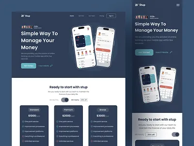 Finance App Landing Page Exploration best shot branding case study design finance app finance landing page following minimal design new and noteworthy new shot popular responsive ui ui design uidesign uiux ux web design webdesign