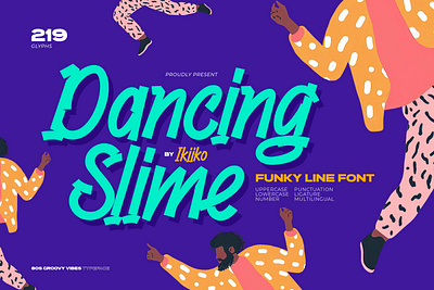 Dancing Slime - Funky Line Font 80s branding cheerful design fancy font fresg fun funky groovy happy logo memphis retro script style type typeface typography wave