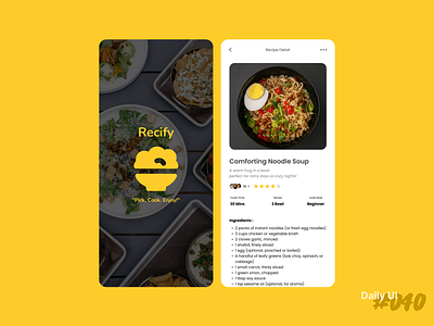 DailyUI #040 - Recipe or Food Order branding design graphic design illustration logo minimal mobile app mobile design ui vector