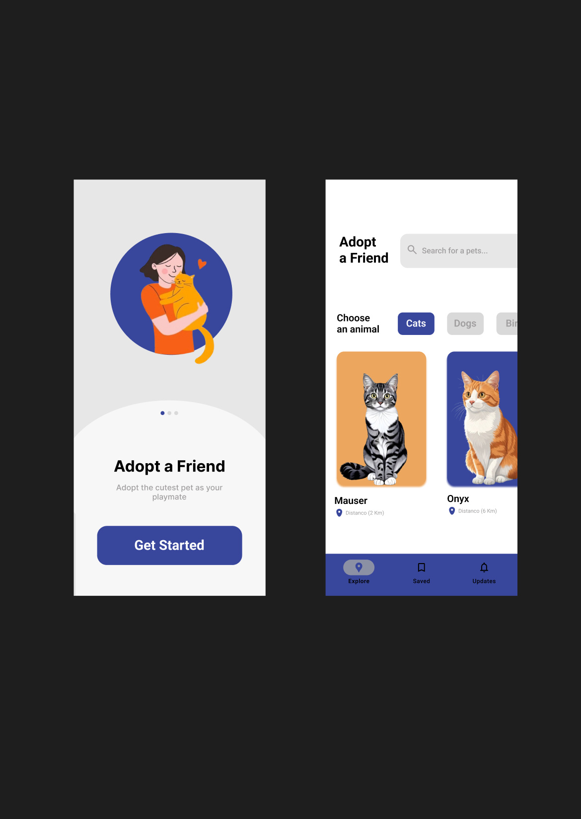 Adopt a Friend - Pet Adoption App UI app design iosdesign mobileui ui ux