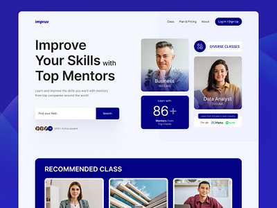 Impruv - Online Learning Platform available class clean clean ui concept course design ecourse exploration figma interface design landing page learning mentor modern popular trend ui ux
