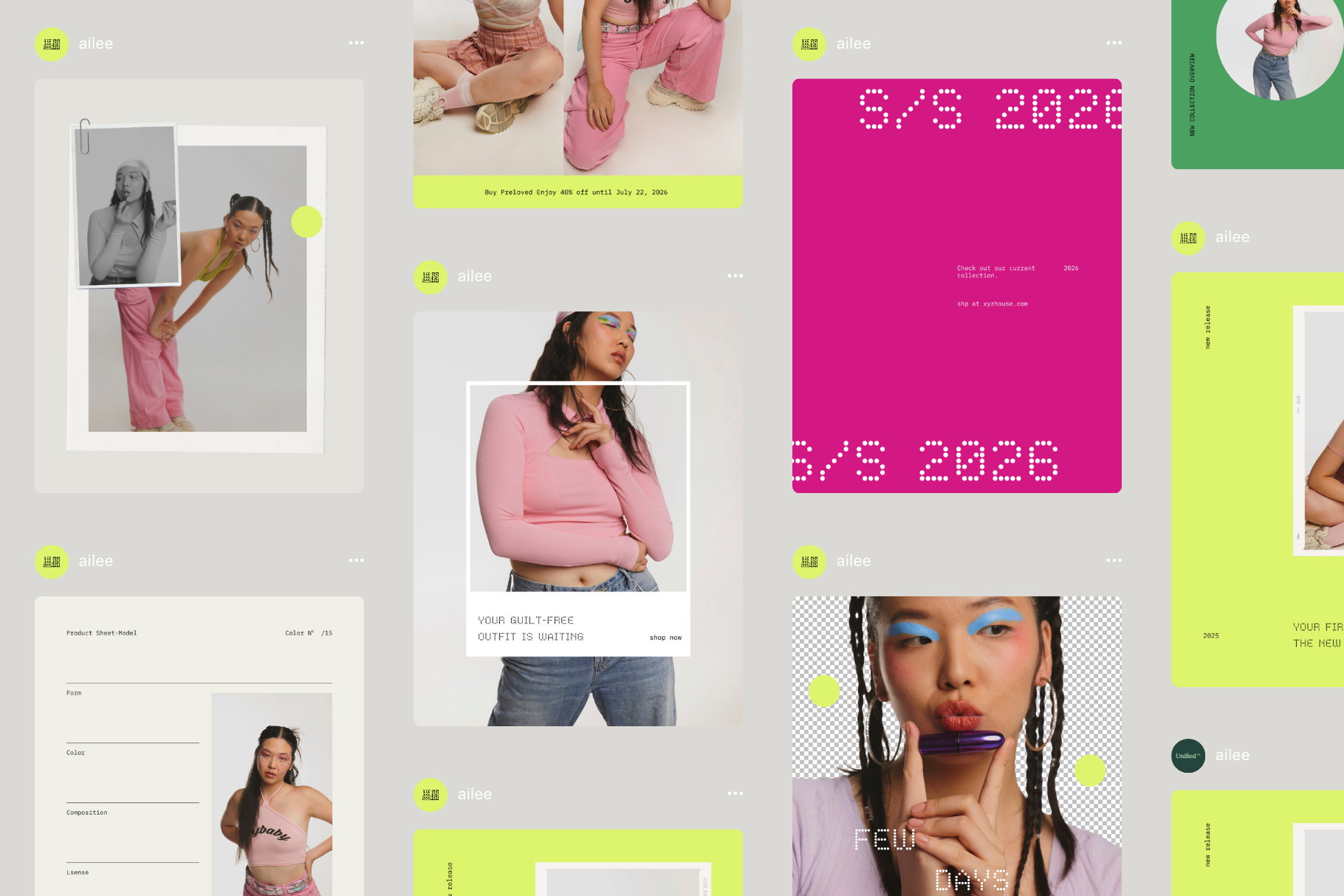 Ailee Social Feed Pack New | Canva branding canva canva template fashion instagram instagram template social media social media template
