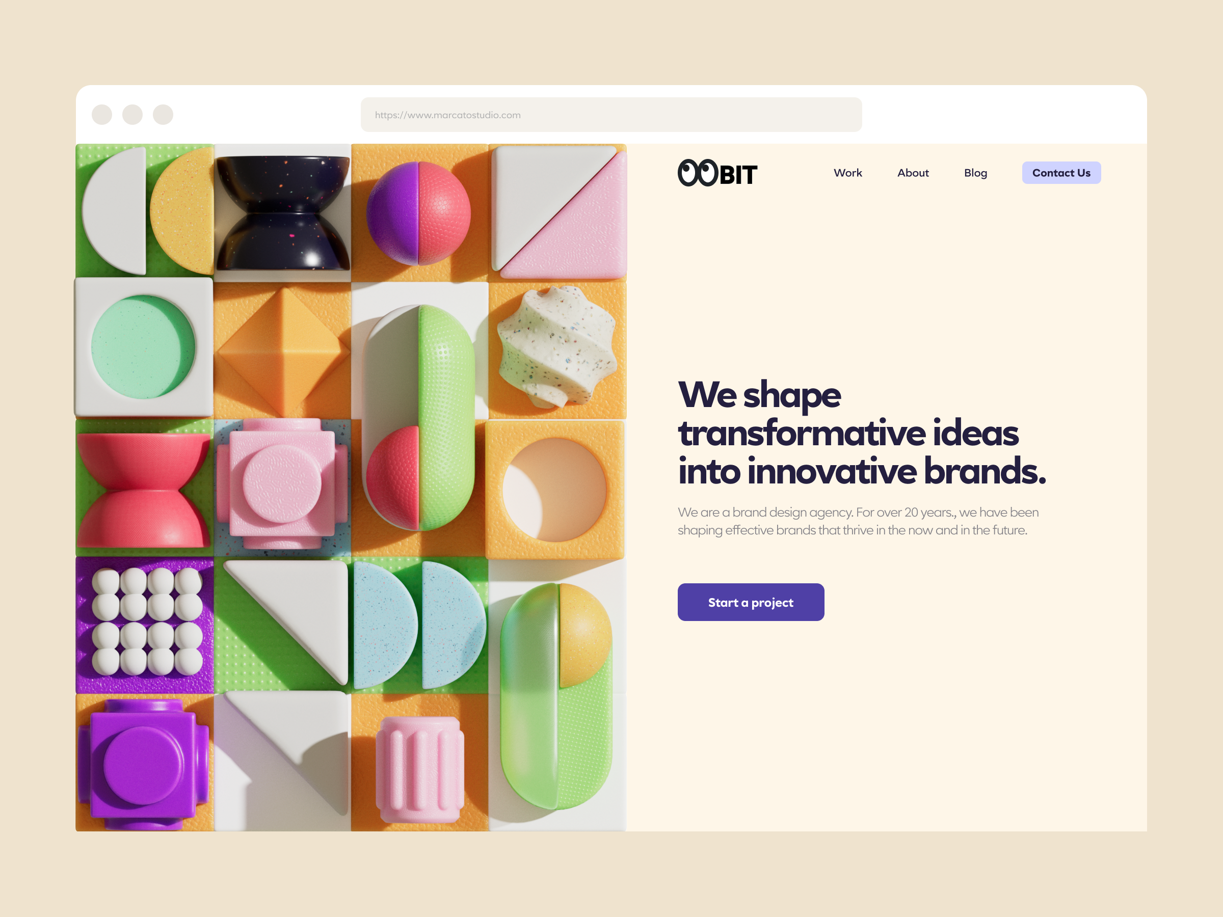 Example of 3D Design Agency Website Concept