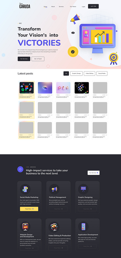 Team Garuda Landing page graphic design ui web design