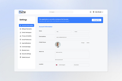 Settings blue dailyui settings ui ux uxui