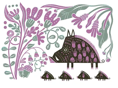 Nature Patterns: Wild Boars animals art boar creative illustration design design studio digital art digital illustration digital painting graphic design illustration illustration art illustrations illustrator nature pattern pig procreate wildlife