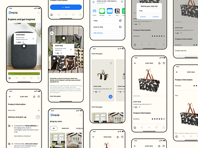 equip mobile app branding clean color design equip equip mobile app furniture high quality logo new logo onboarding shop go feature store text