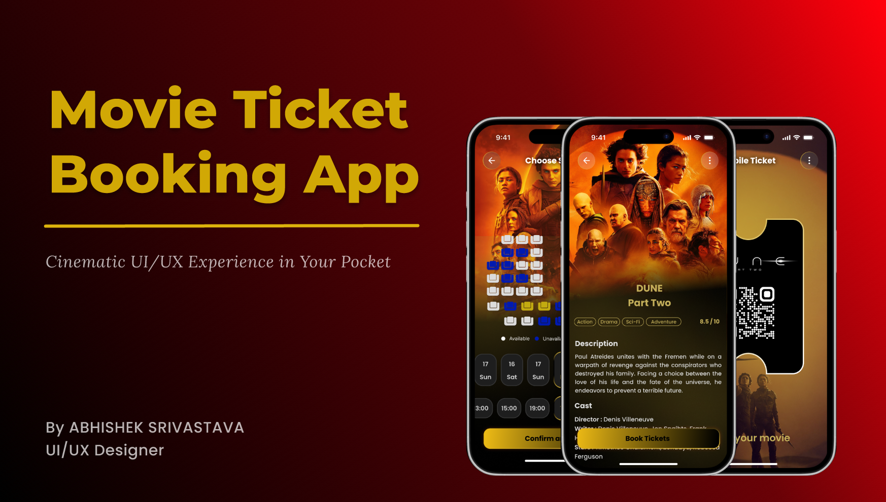 Movie Ticket Booking App app design figma mobile app product design typography ui ux