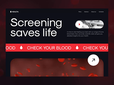 Blood Screening Company Website animation biotech design doctor gradient health interection landing medicine platform test trend typography ui web webdesign website