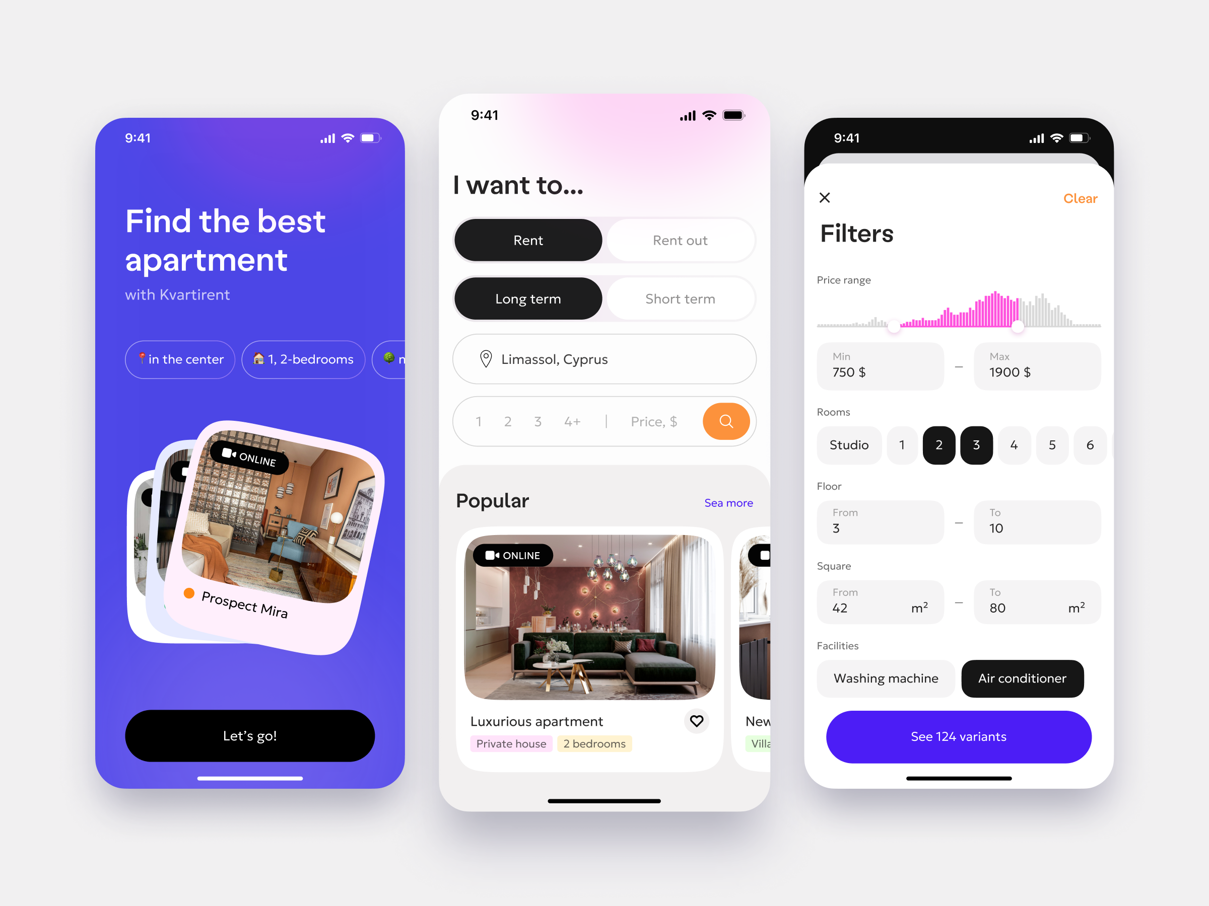 Real estate Mobile app apartment rent app filters flat rent inspiration ios main screen mobile real estate rent search settings splash screen ui ux