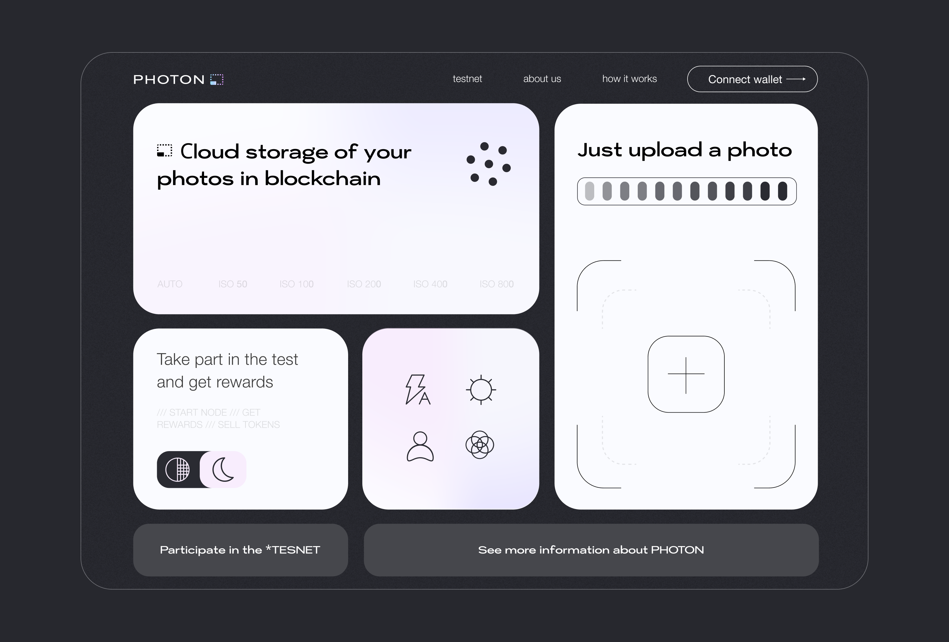 DApp UI UX for cloud photo storage animation bitcoin blockchain crypto cryptocurrency dapp defi metaverse nft saas uiux web3