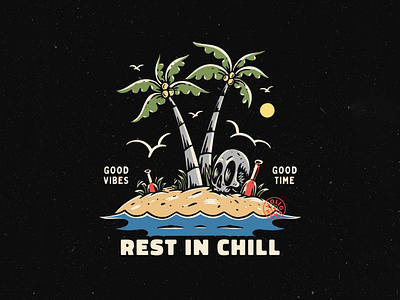 Rest In Chill beach branding cartoon design graphic design illustration island logo mascot tshirt illustration