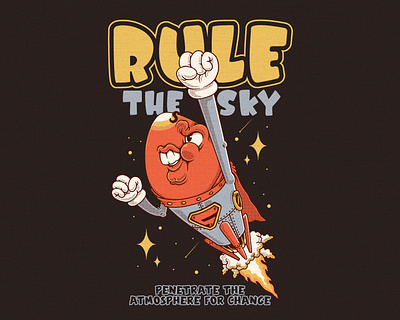 RULE THE SKY apparel cartoon character design graphic design icon ilustration retro rocket rule sky super