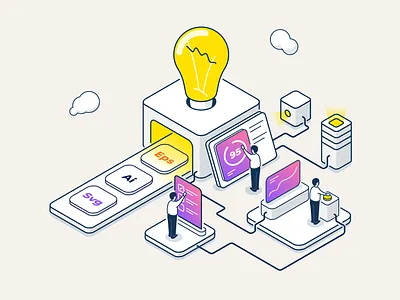 Linear Isometric Concepts 3d adobe illustrator business colour concept custom design flat funny graphic icon illustration isometric linear modern network outline thin line vector webdesign