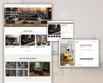 Farrelli – Premium Furniture eCommerce Website Design branding design ecommerce figma furniture landing page logo ui ux