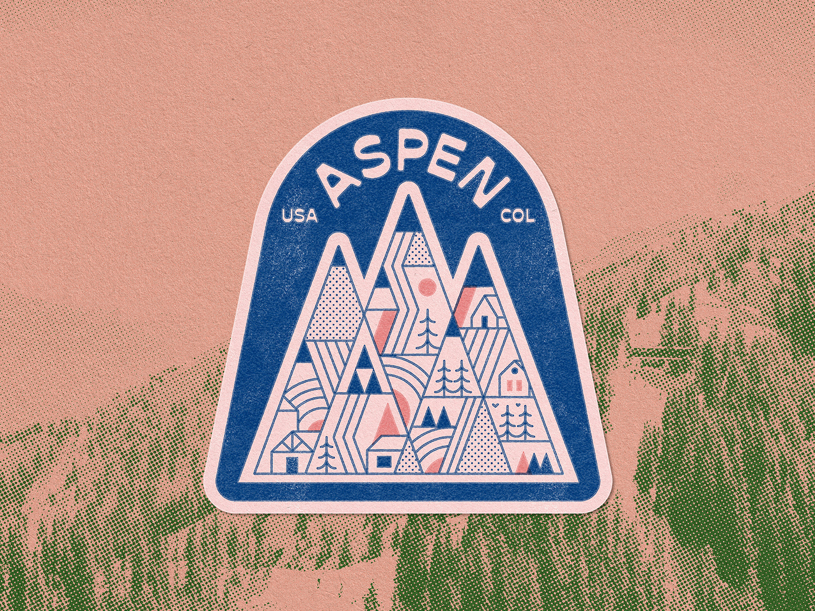 Mountains to Sea adobe flatdesign halftone handtype illustration illustrator linework mountain muti photoshop sticker texture travel tree typedesign typography