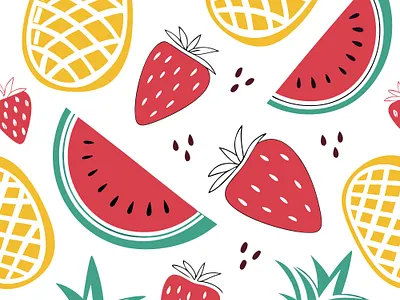 Tropical Fruit Pattern Summer T-Shirt Design creative design