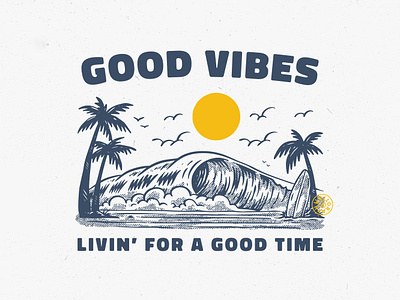 Good Vibes beach branding cartoon design graphic design holiday illustration paradise summer vacation vector wave
