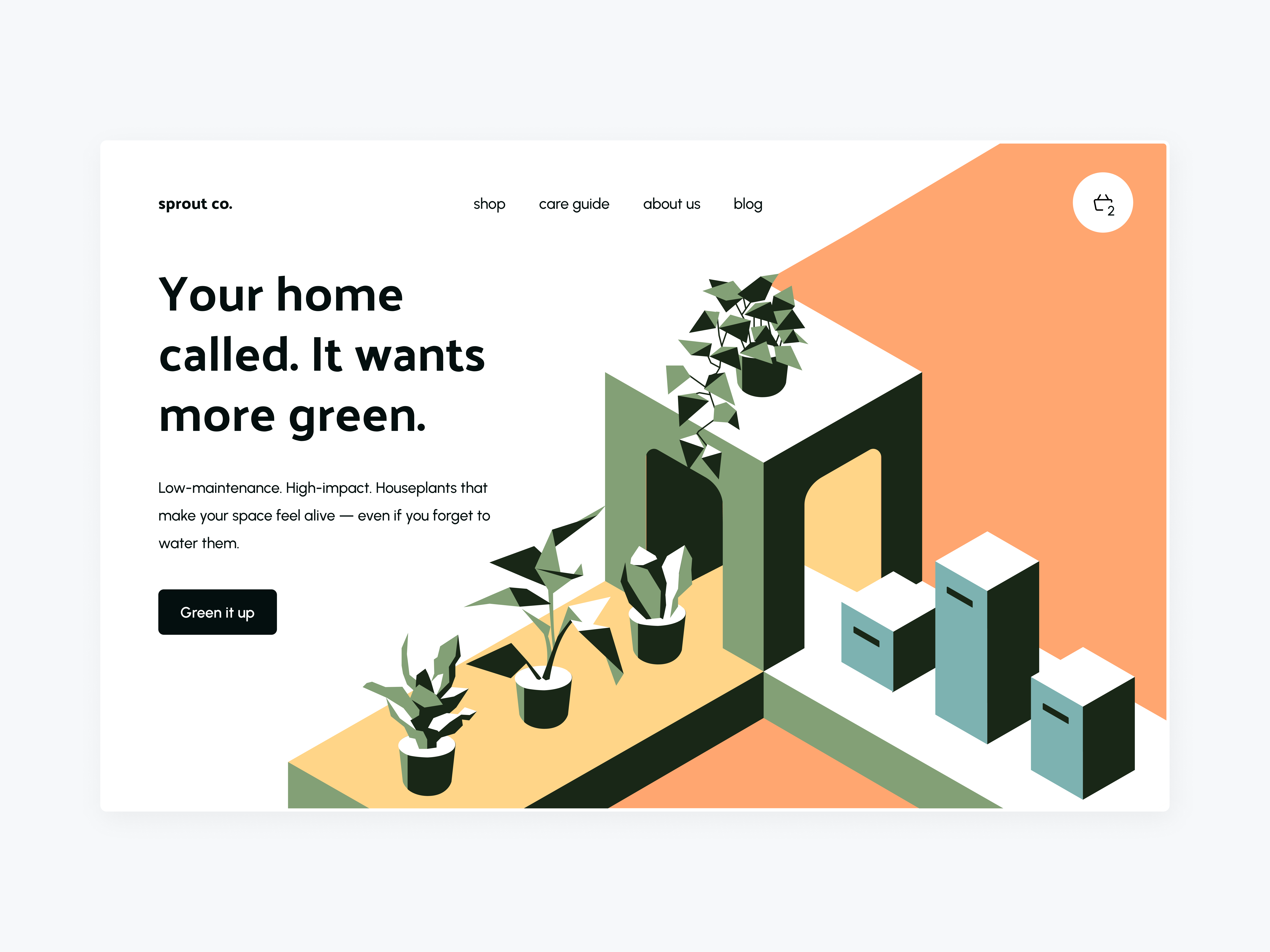Isometric landing page isometric plants ui website