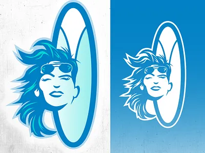 Surf Girl logos board branding chipdavid dogwings drawing girl logo surf vector