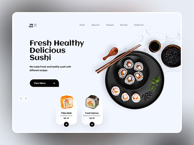 Sushi - Web Landing Page animation appdesign application designer figma food food delivery graphic design illustration logo animation sushi sushiweb uidesign uikit uiux weblandingpage