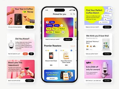 Mobile Banners for Spinn App banners banners ui branding coffee design figma mobile banners mobile design mobile ui spinn ui user interface ux ux ui web design