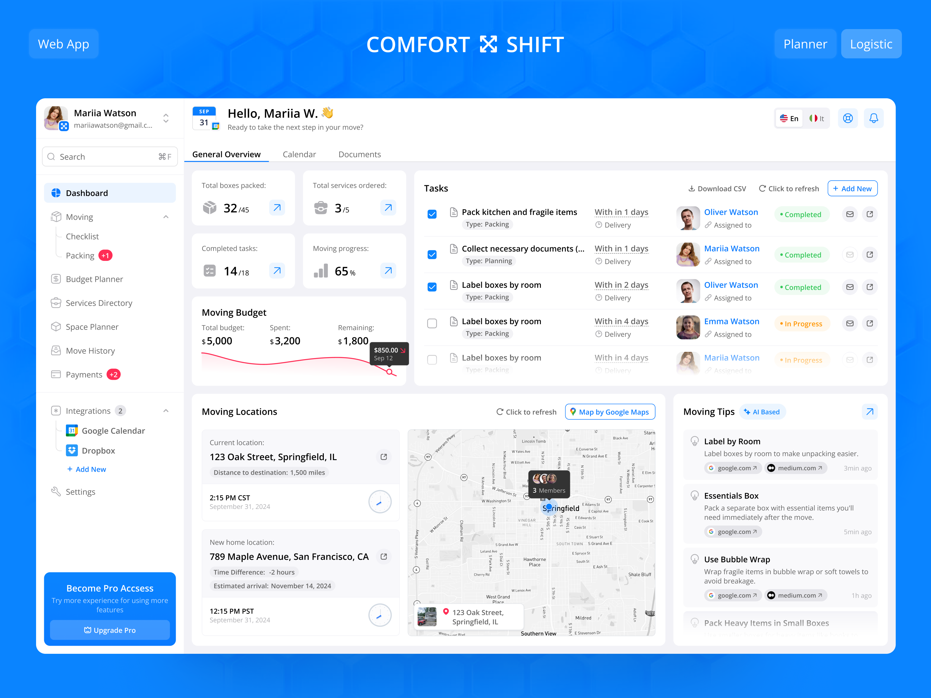 Example of Web App Design