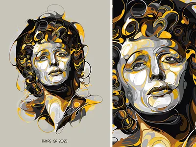 Édith Piaf abstract artstyle artwork colorful curve design illustration inspirational legendary monochrome music portrait portrait illustration singer unique vector vectorart yellow