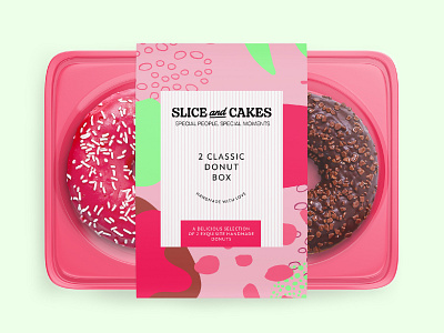 Slice and Cake - Sleeve Packaging Design by Tony Musso 3d branding cakes design donuts graphic design green illustration label mockups packaging pink rendering