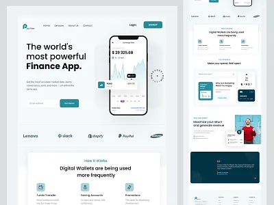 Finance Website/Landing Page adobe xd clean creative design design 2020 design 2025 graphic design illustration layout minimal mobile ui modern ui ui design uxui web app website website design