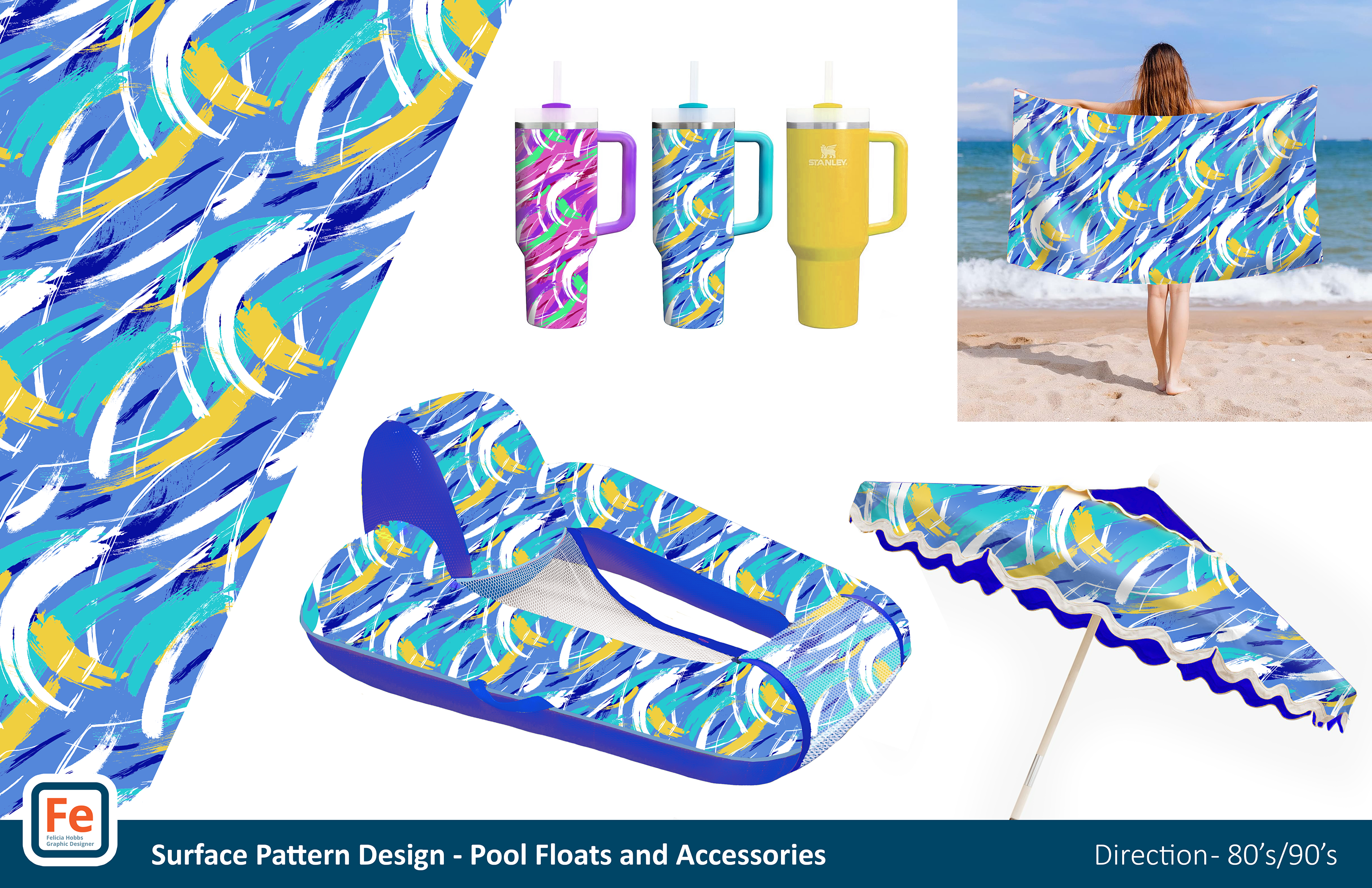 Surface Pattern Design - Pool/Floats/Accessores: 90s Vibes