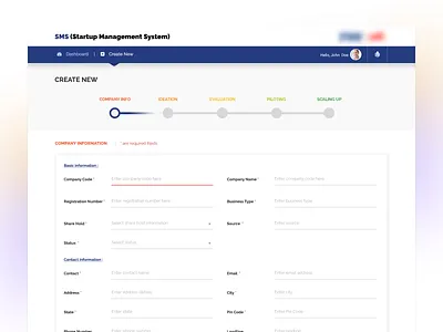 Startup Management System – Create New Startup – Multi-Step Form dailyui dashboarddesign datadrivendesign designsystem enterpriseux formdesign productdesign ravidelixan saasdesign startupmanagement uidesign uiuxdesigner uxcasestudy uxdesign uxpatterns webappdesign wireframetoui