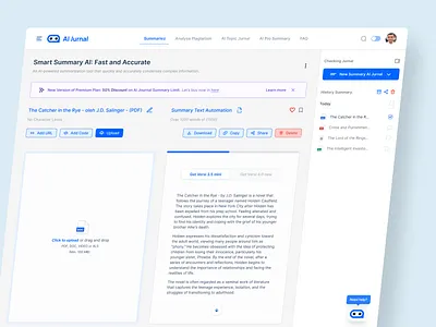 AI Jurnal - Smart Summary Journal aipowered animation app designforbusiness desktop digitalsolutions product design productivitytools smarttech ui ux website websitedesign