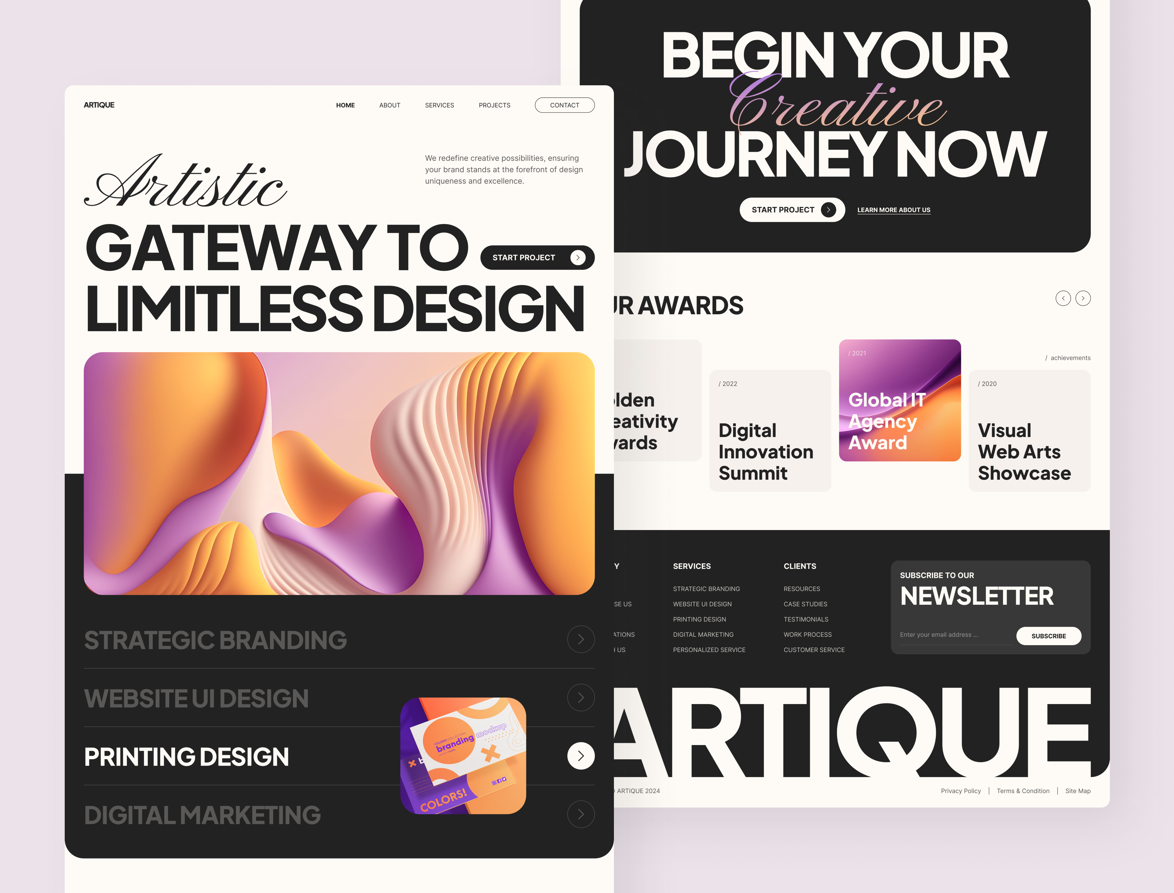 Artique – Creative Agency Website Framer branding website creative agency website creative studio creative workflow framer design framer template no code website ui inspiration ui showcase ui trends uxui design web template website design