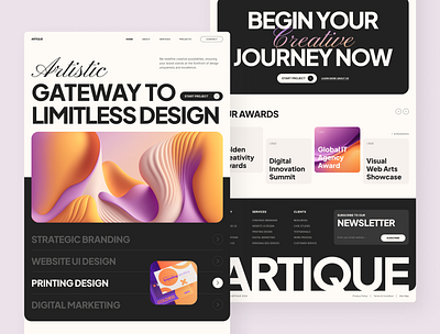 Artique – Creative Agency Website Framer branding website creative agency website creative studio creative workflow framer design framer template no code website ui inspiration ui showcase ui trends uxui design web template website design