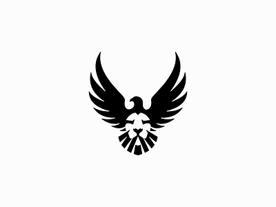 Eagle And Lion Logo animal bird black branding design eagle emblem freedom icon illustration lion logo mark modern negative space original security sports vector wings