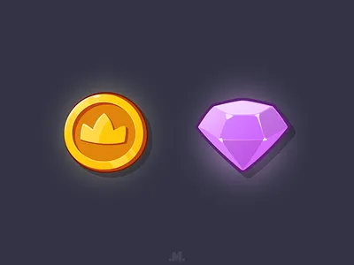 Currency 2d 2dart 2dgam coin currency design game gameart gameui gem gold gui illustration ui